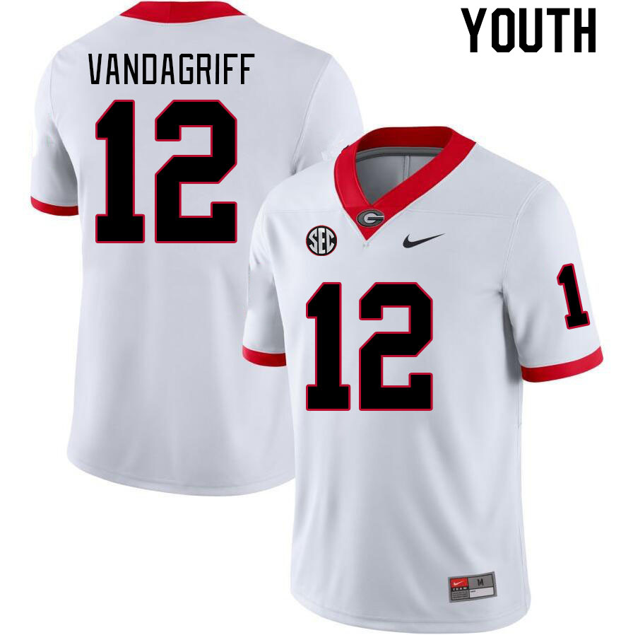 Youth #12 Brock Vandagriff Georgia Bulldogs College Football Jerseys Stitched-White